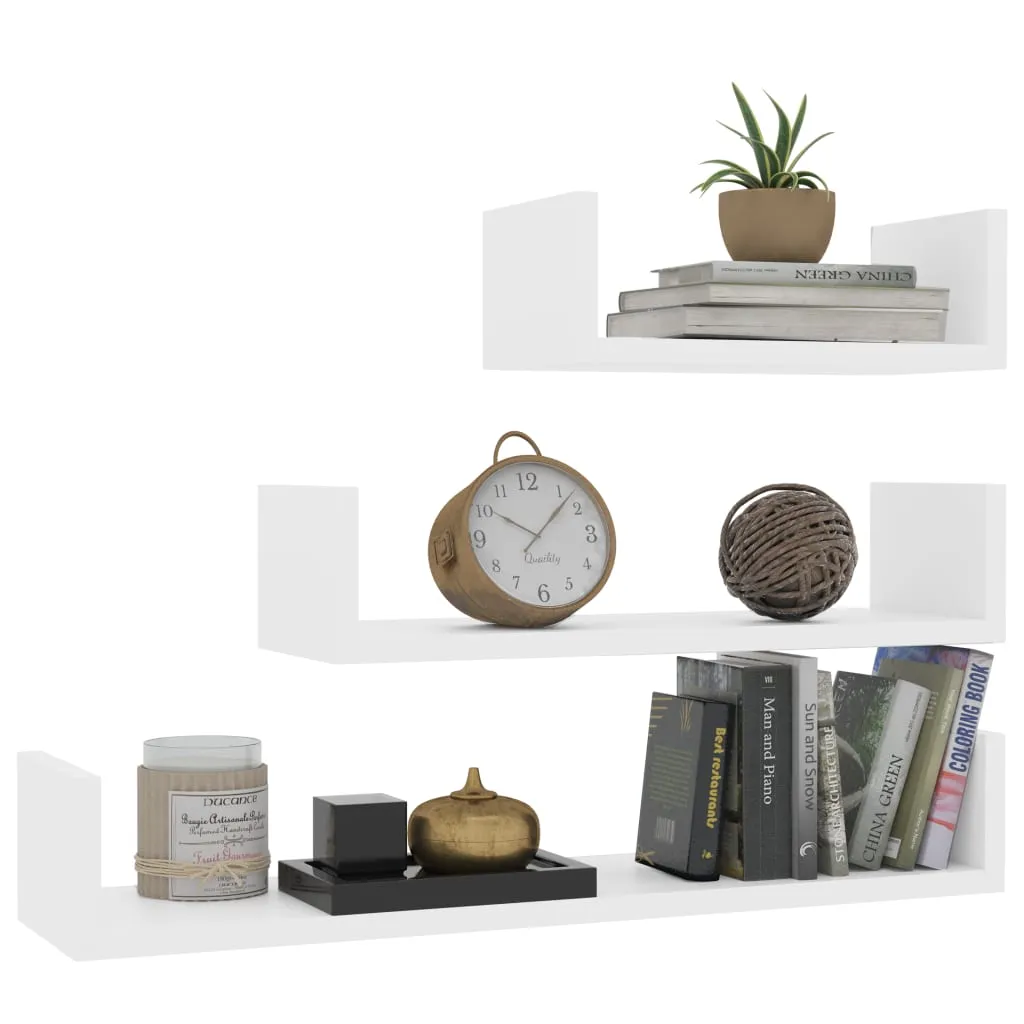 Wall Display Shelf 3 pcs White Chipboard