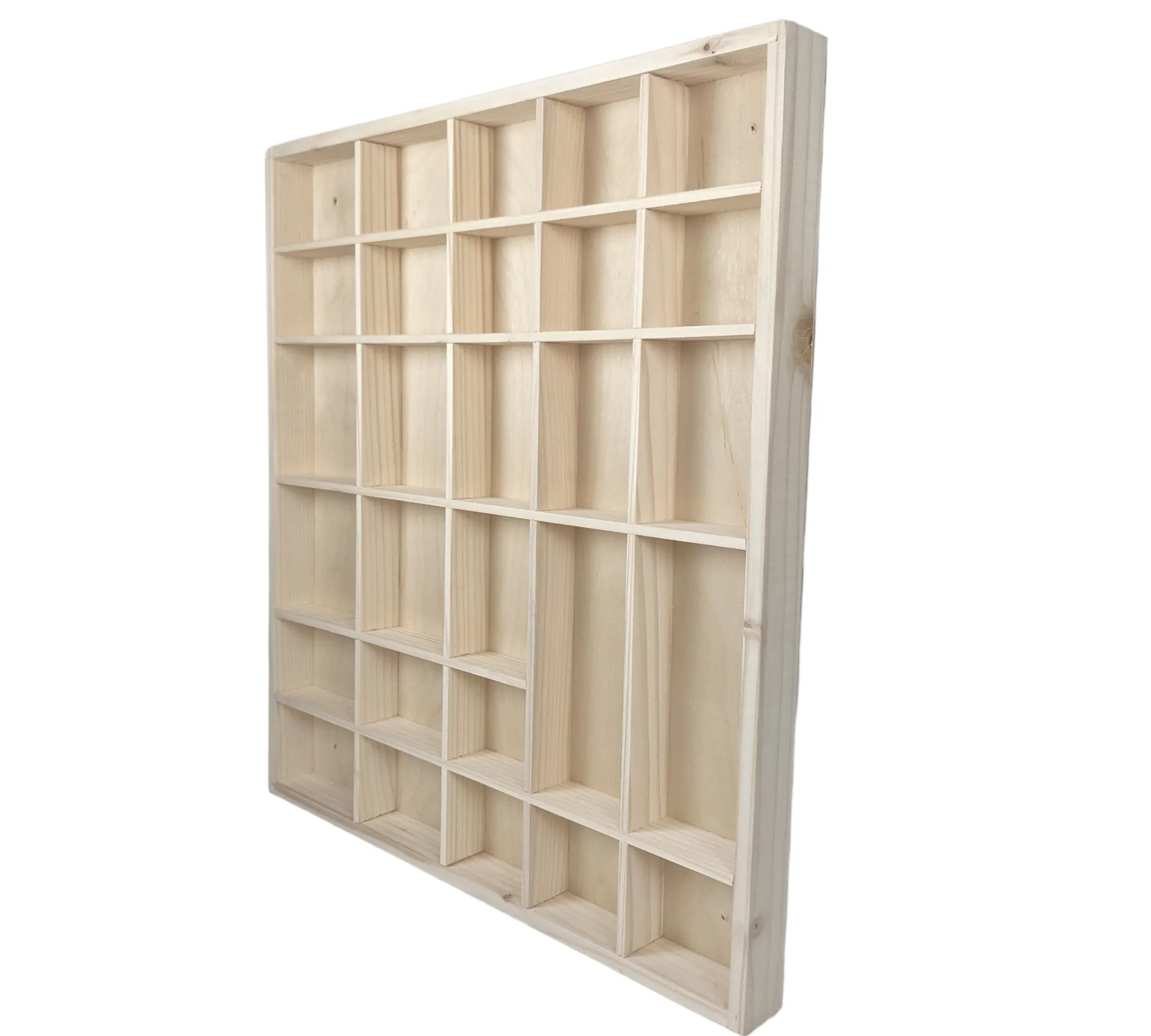 Wooden Shelf Display with 28 Compartments