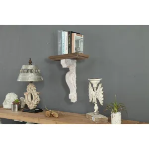 Zane Display Shelf Strong Hold in Distressed White Wood by Urban Style™