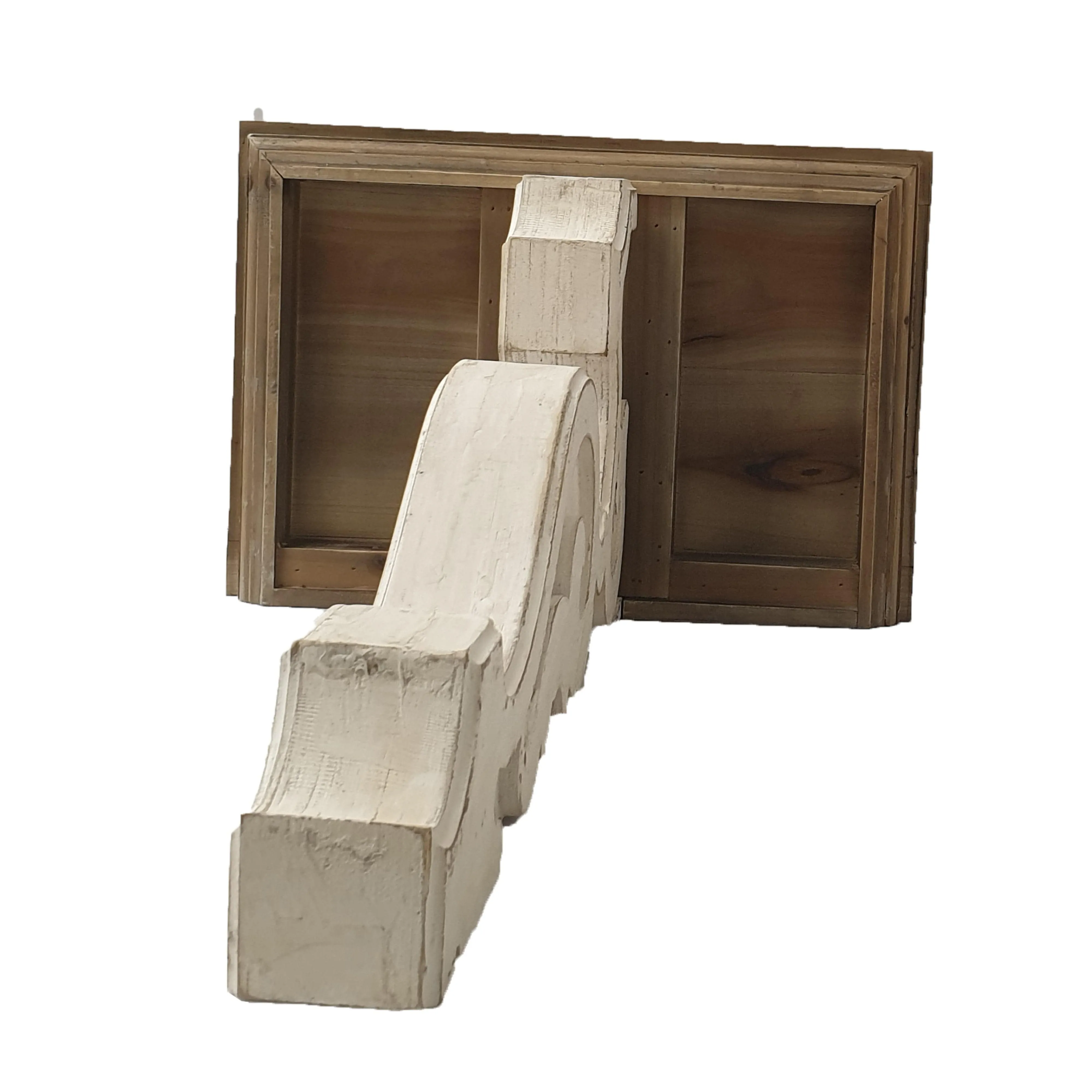 Zane Display Shelf Strong Hold in Distressed White Wood by Urban Style™